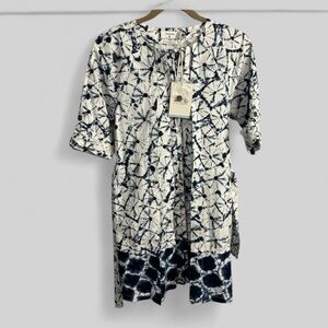 Thakoon x Target New artsy printed cotton belted preppy dress size XS pleated